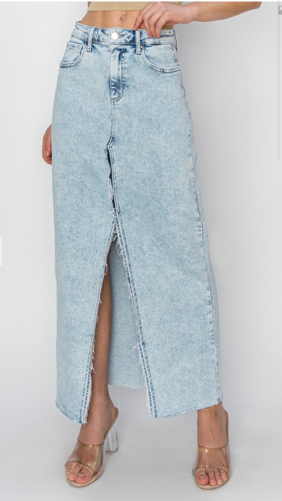 RISEN High Rise Crossover Maxi Skirt