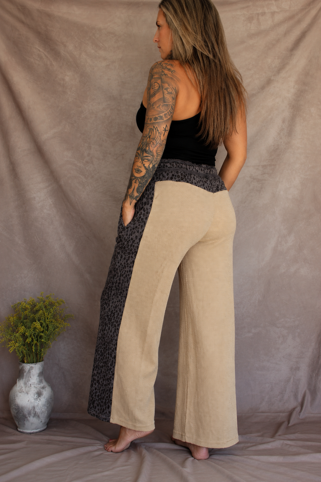 Animal print knit pants