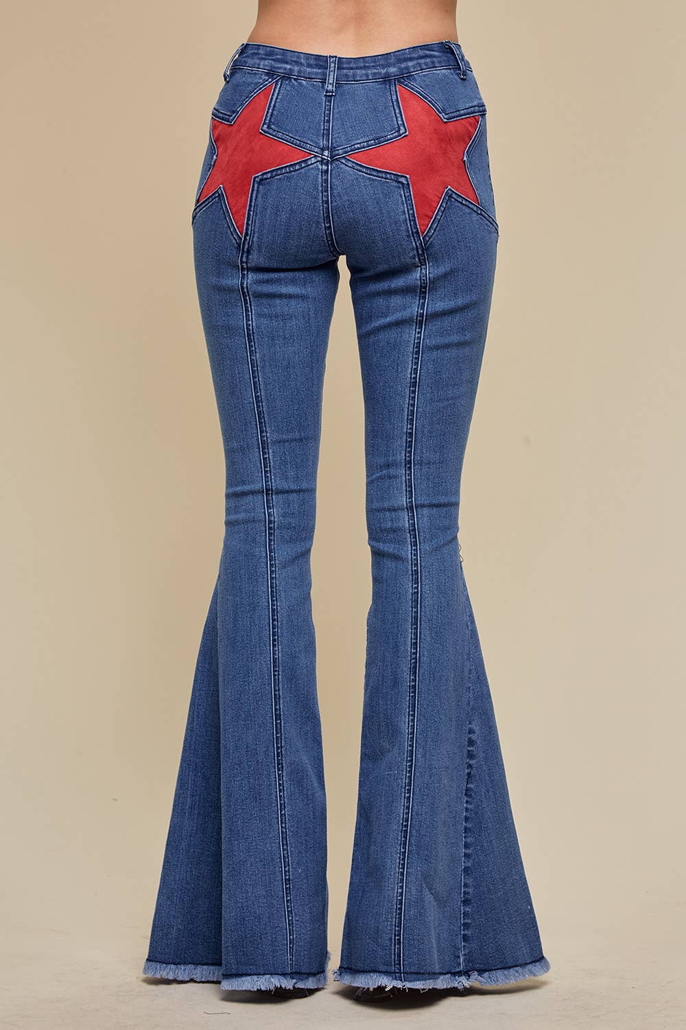 SUEDE STARS FLARE DENIM JEANS
