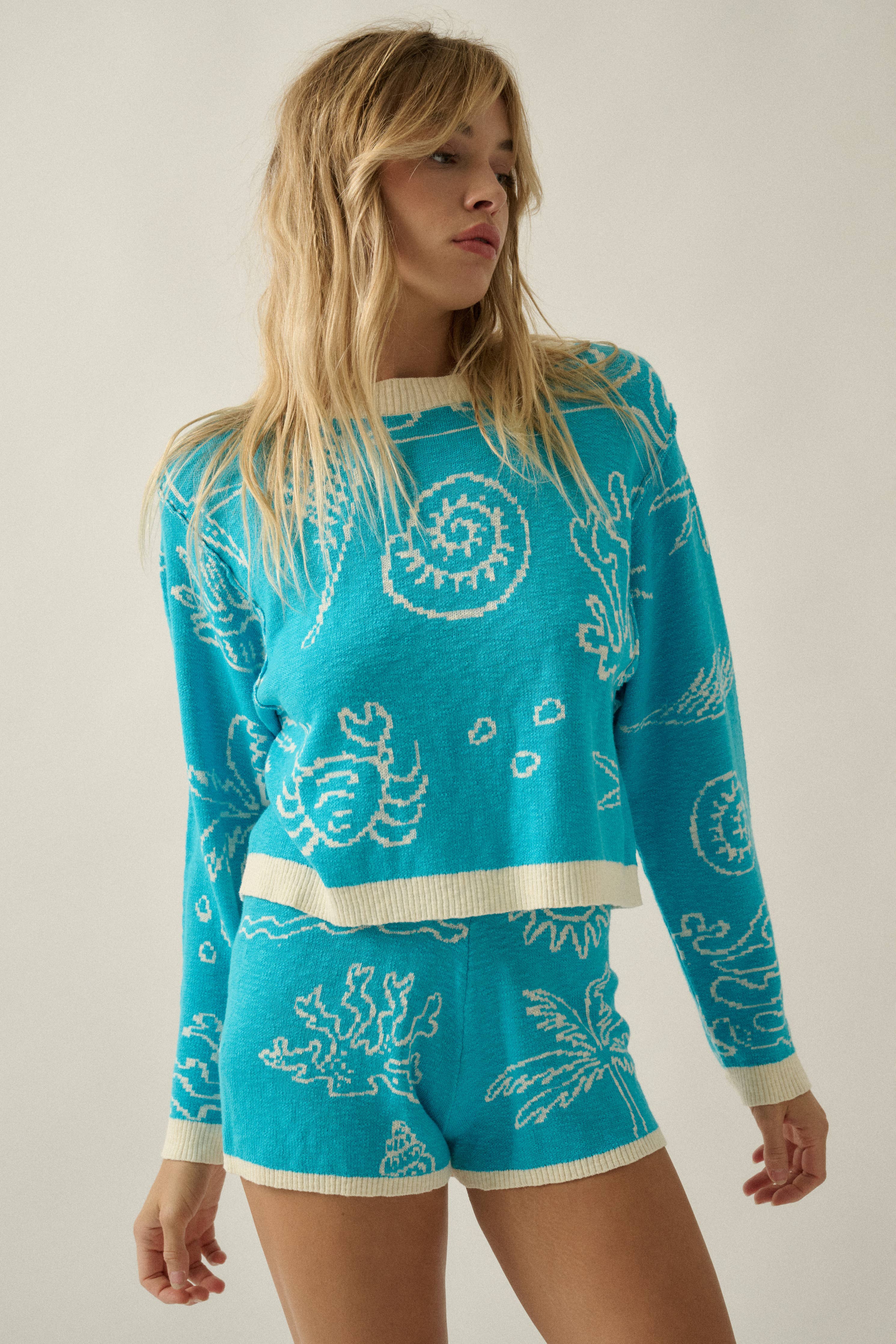 Jacquard Slub Knit Nautical Sweater