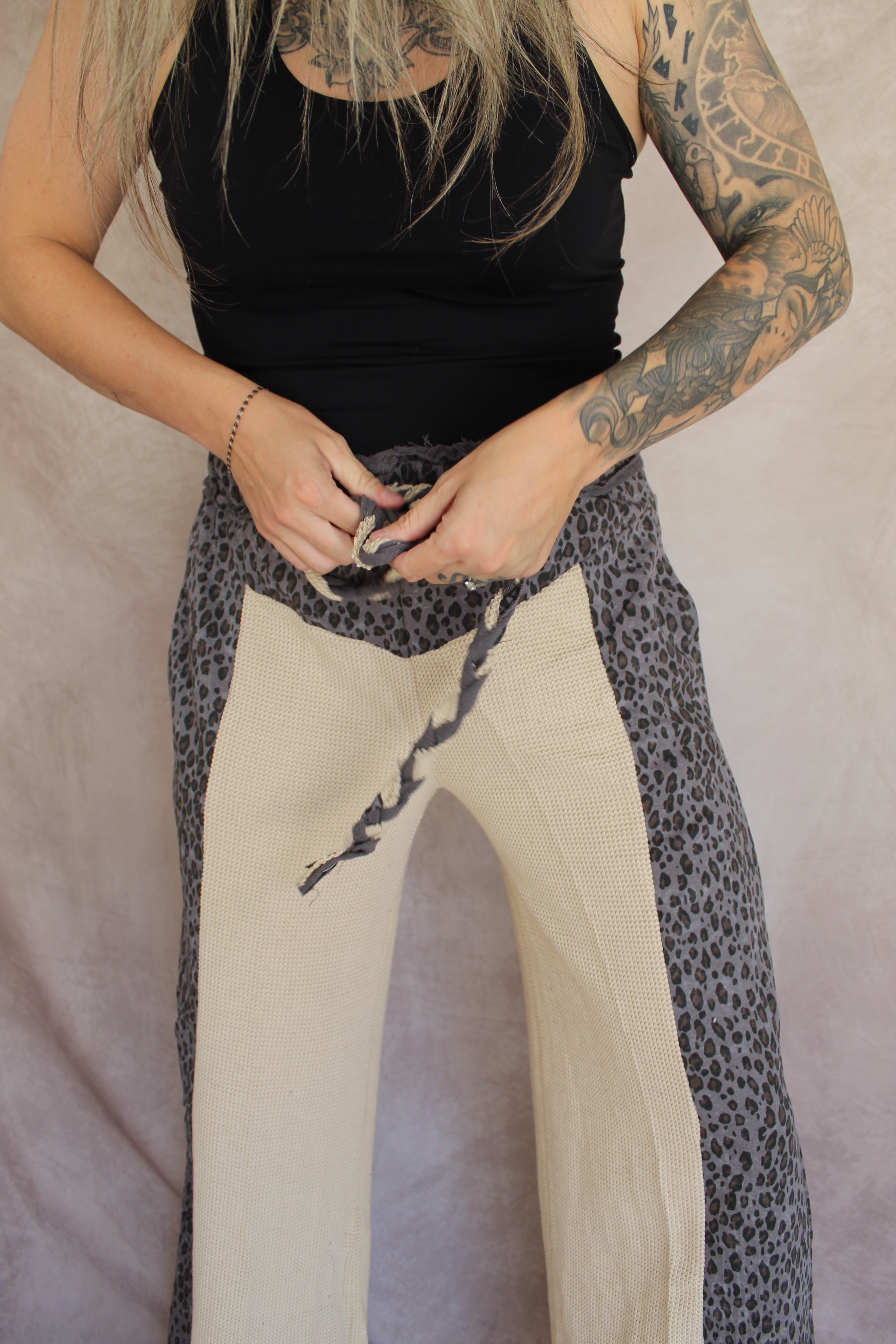 Animal print knit pants