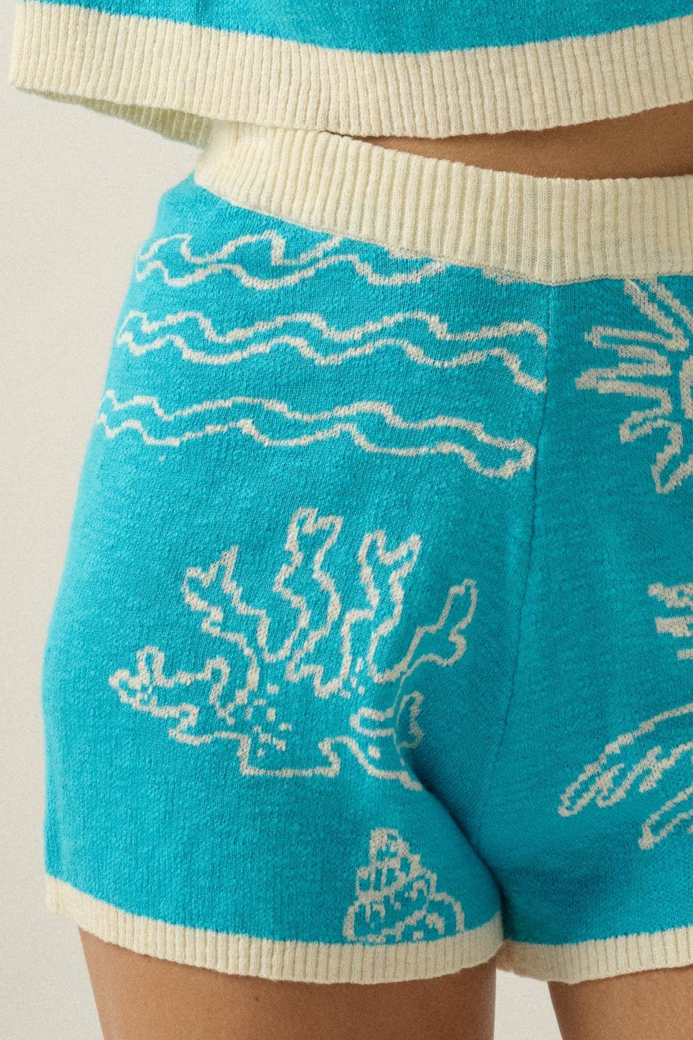 Nautical Jacquard Slub-Knit Sweater Shorts