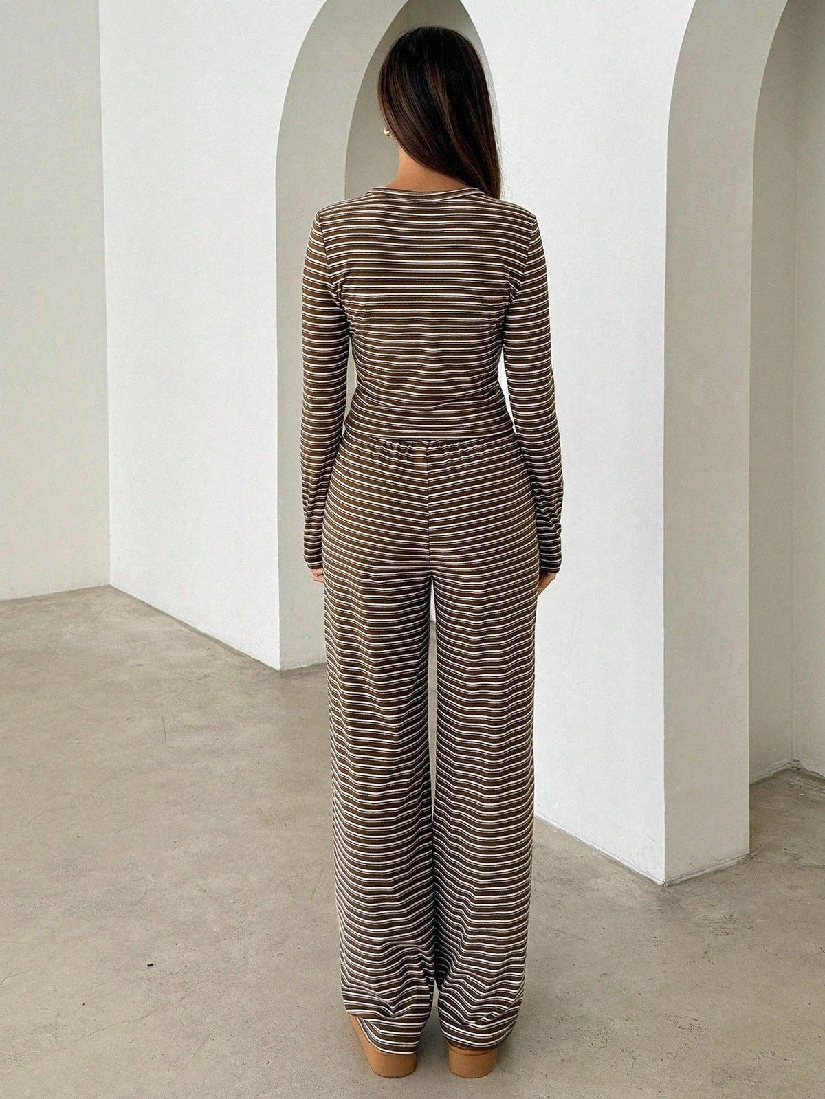 Striped Long Sleeve  Lounge Set