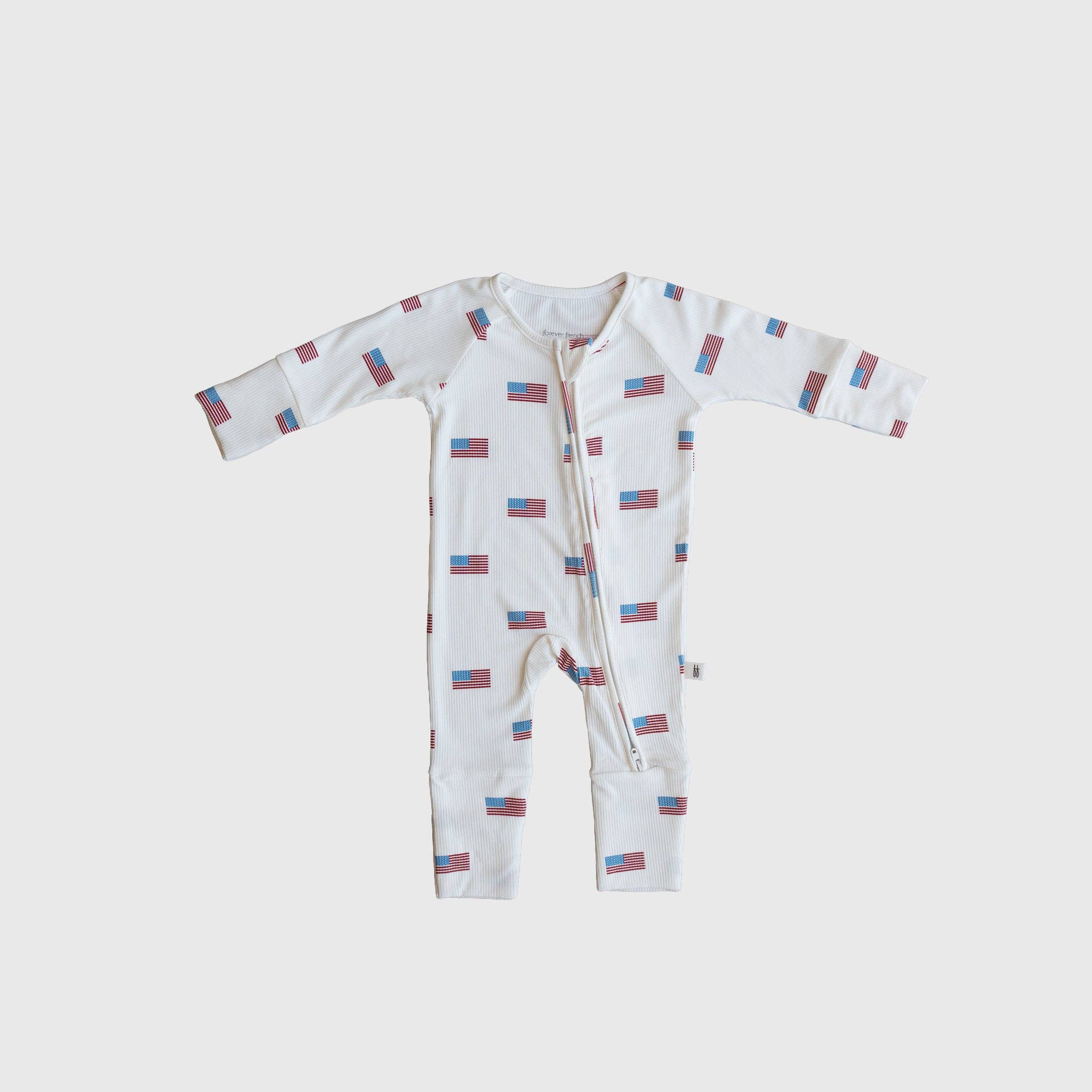 Bamboo Zip Pajamas | Americana Ribbed