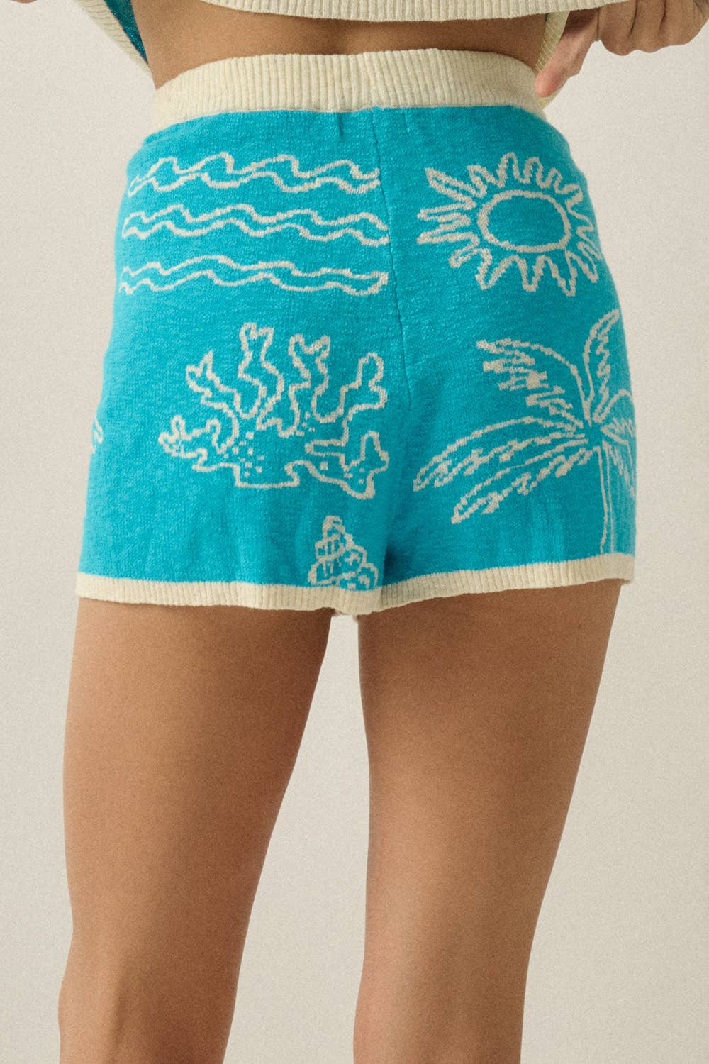 Nautical Jacquard Slub-Knit Sweater Shorts