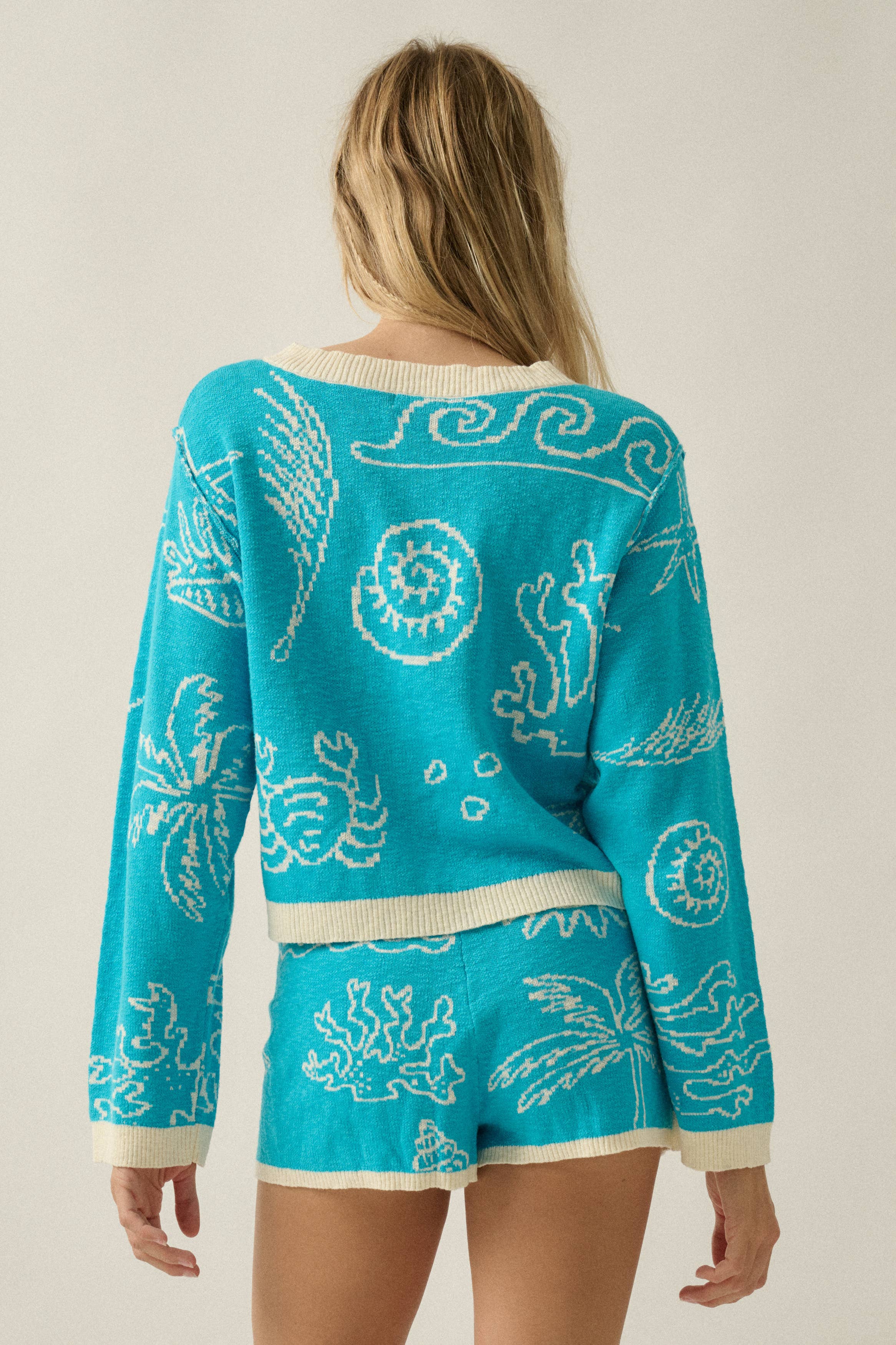 Jacquard Slub Knit Nautical Sweater