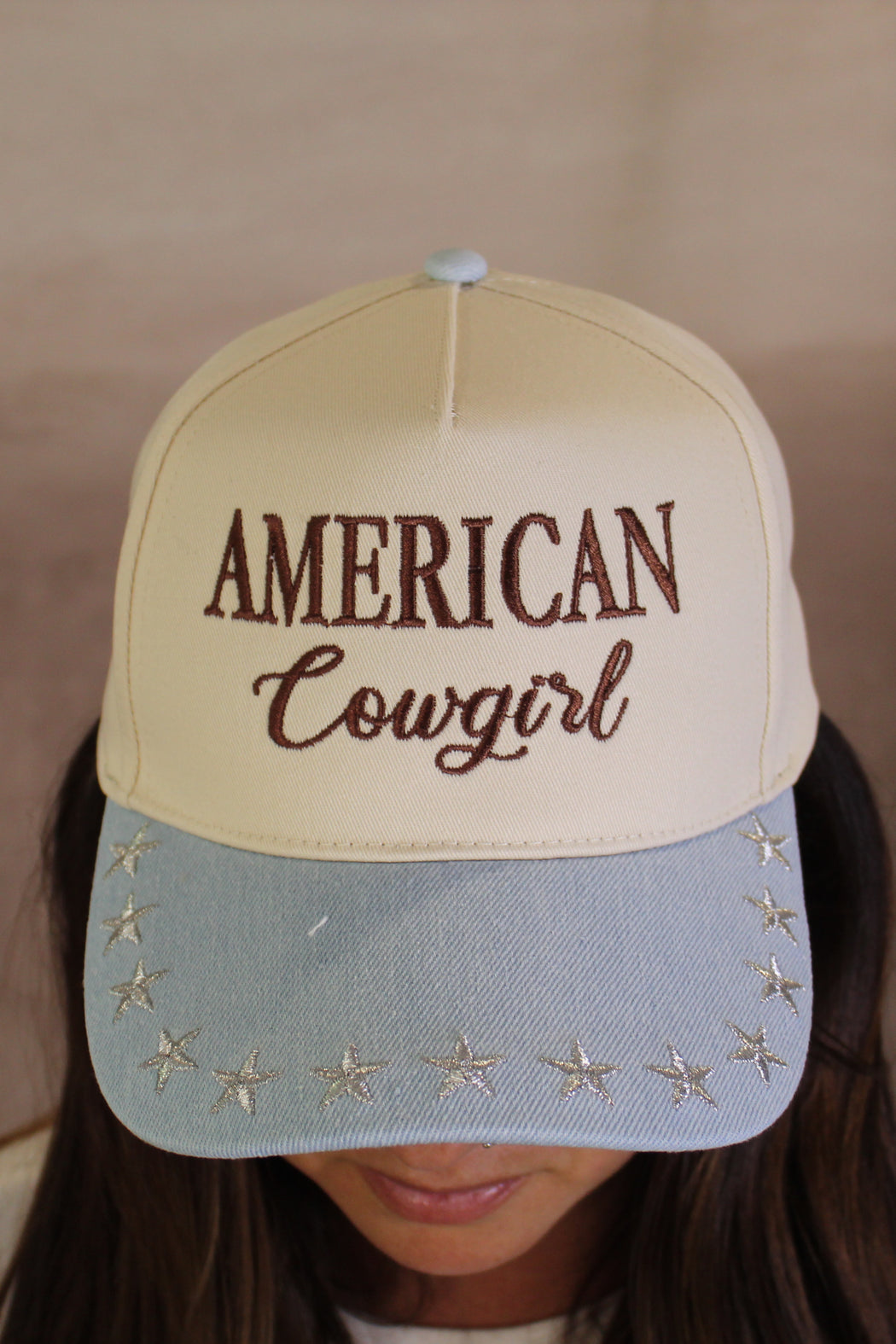 AMERICAN COWGIRL Denim Brown Trucker Hat
