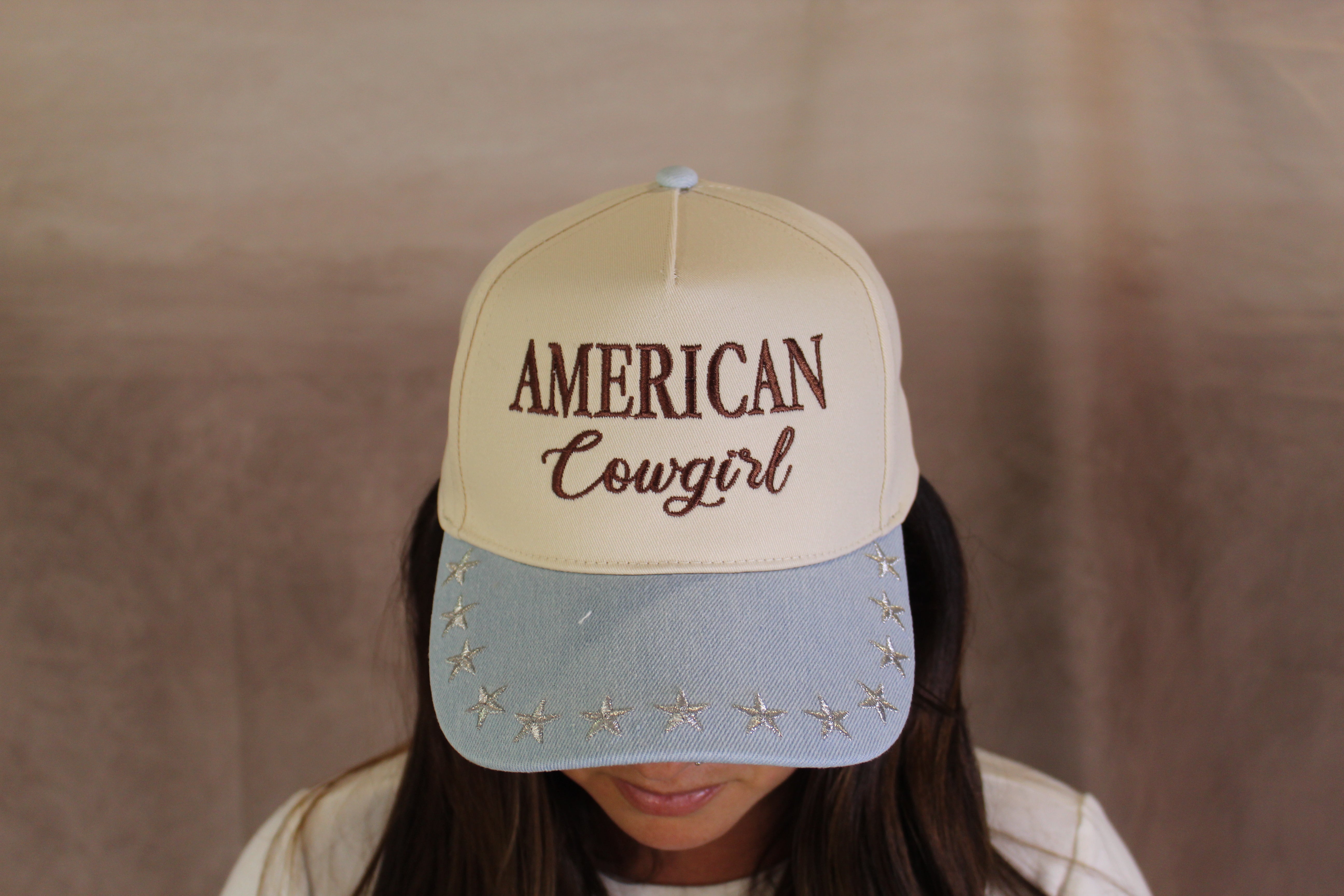 AMERICAN COWGIRL Denim Brown Trucker Hat