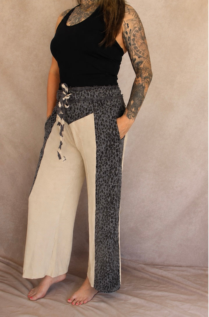 Animal print knit pants