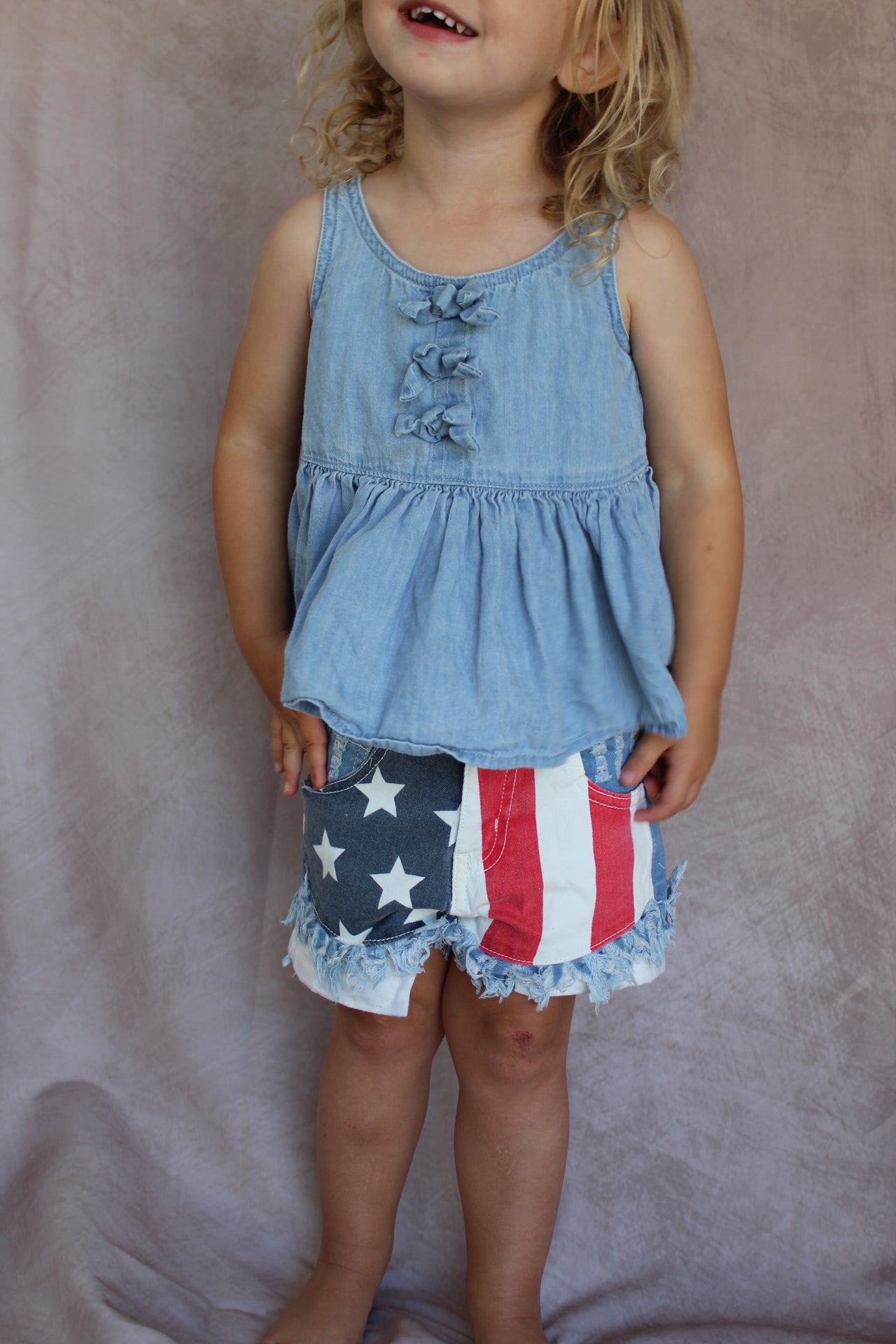 Girls Jean Stars and Stripes Shorts