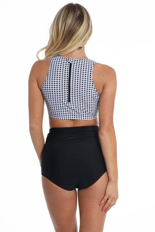 Black High Waisted Women's Swim Bottoms