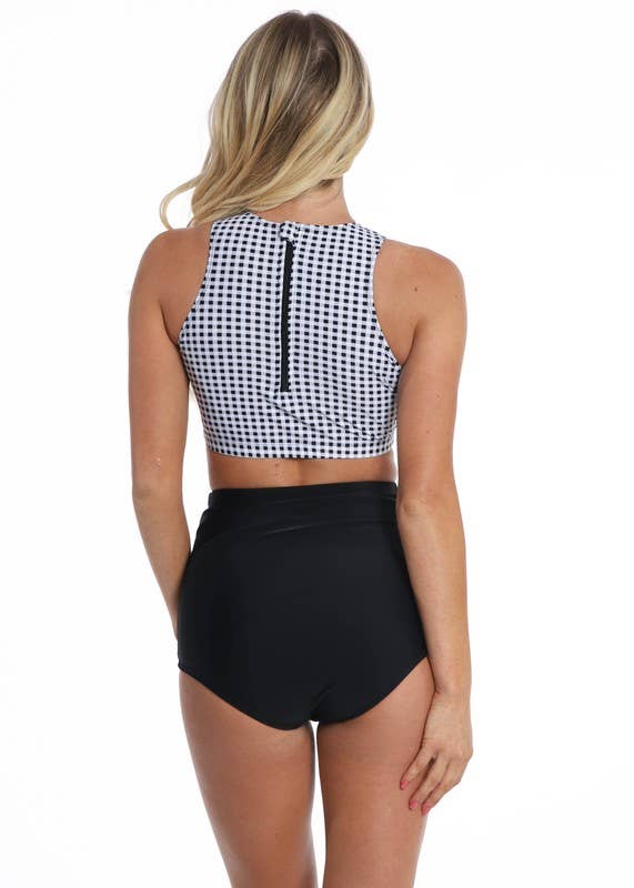 Black High Waisted Women's Swim Bottoms