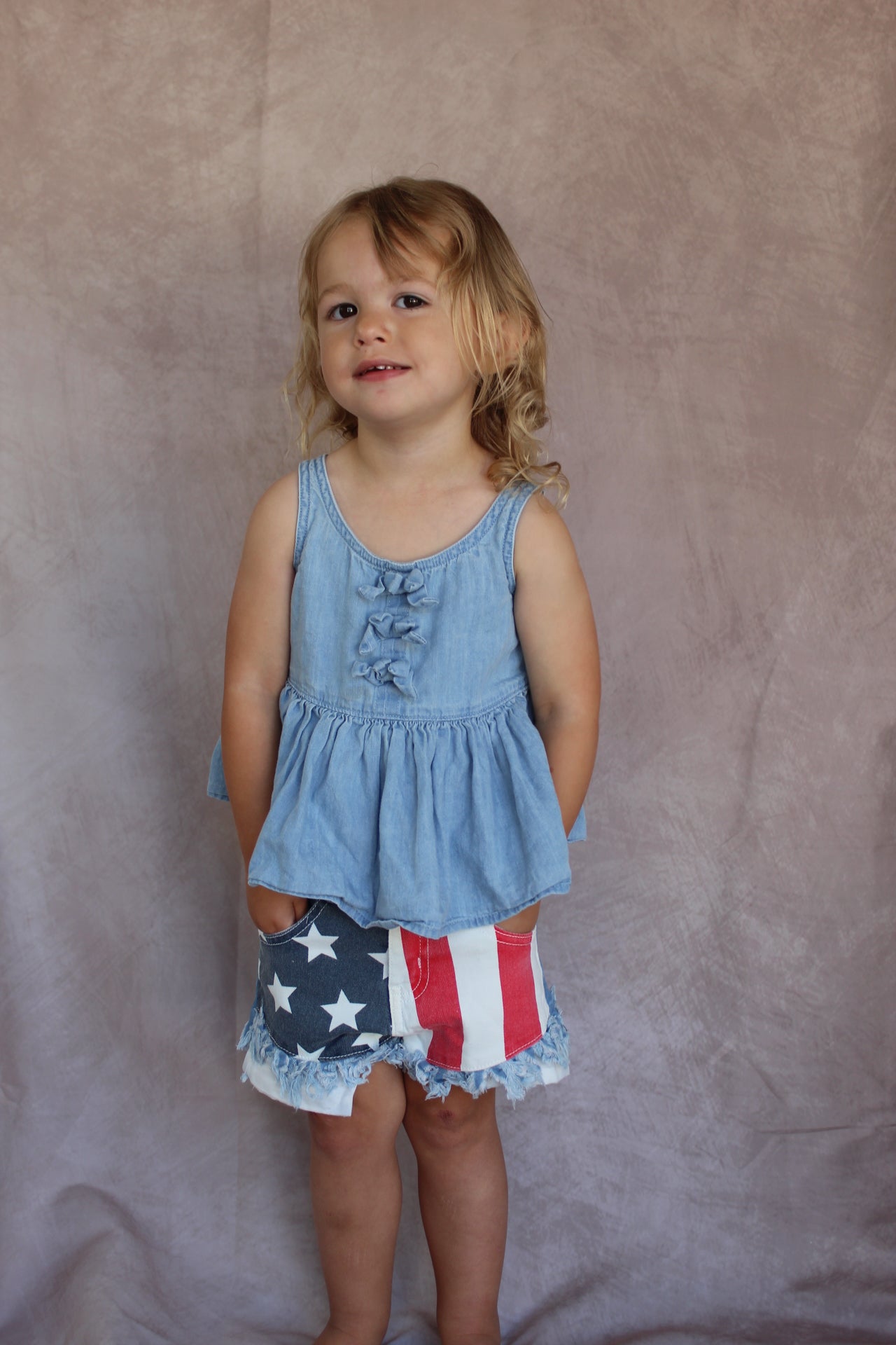 Girls Jean Stars and Stripes Shorts