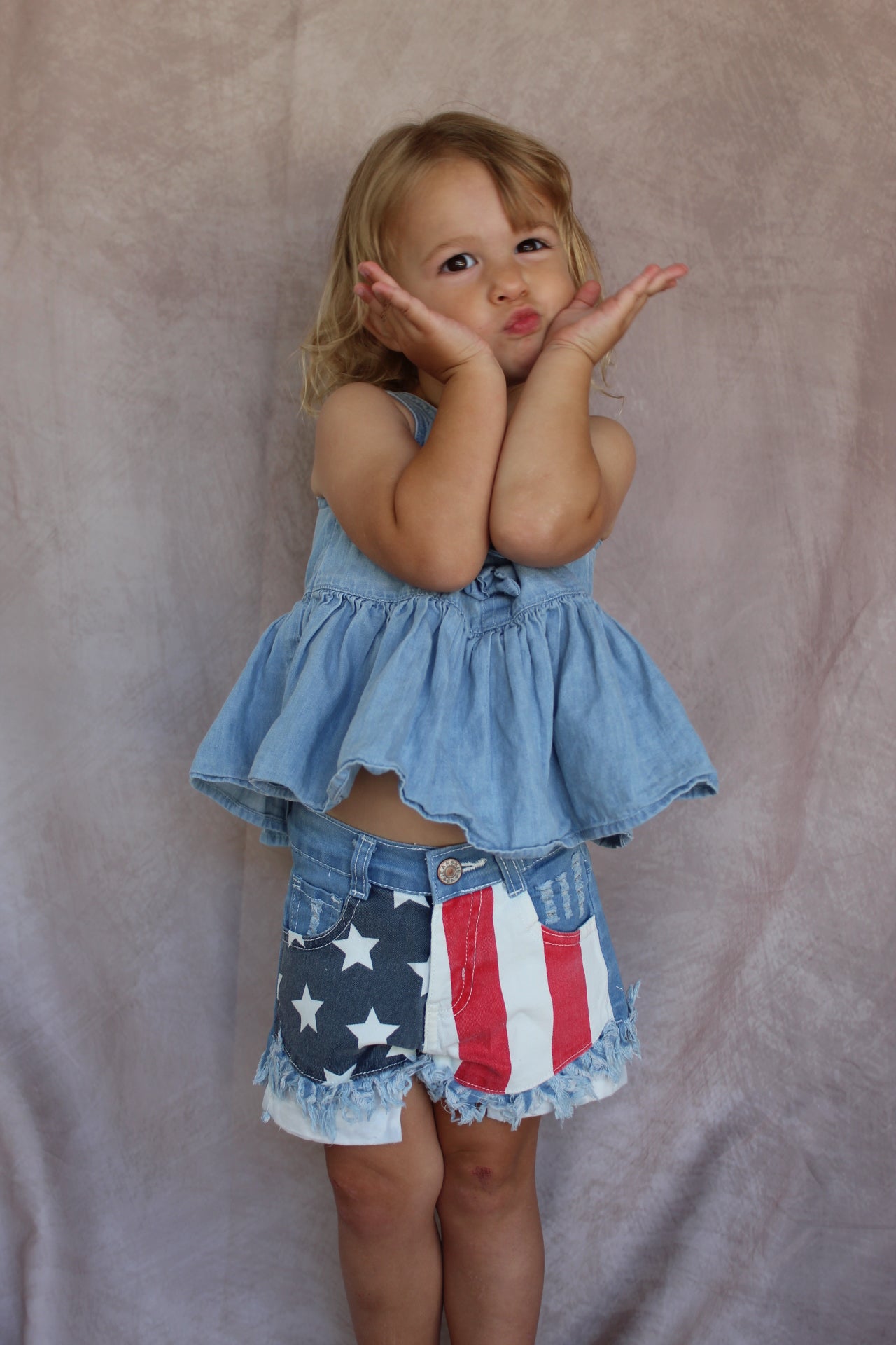 Girls Jean Stars and Stripes Shorts