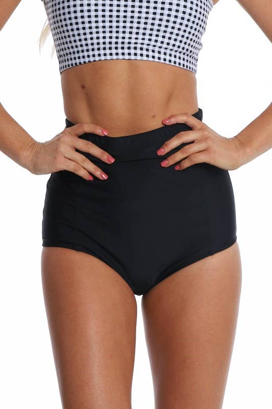Black High Waisted Women's Swim Bottoms