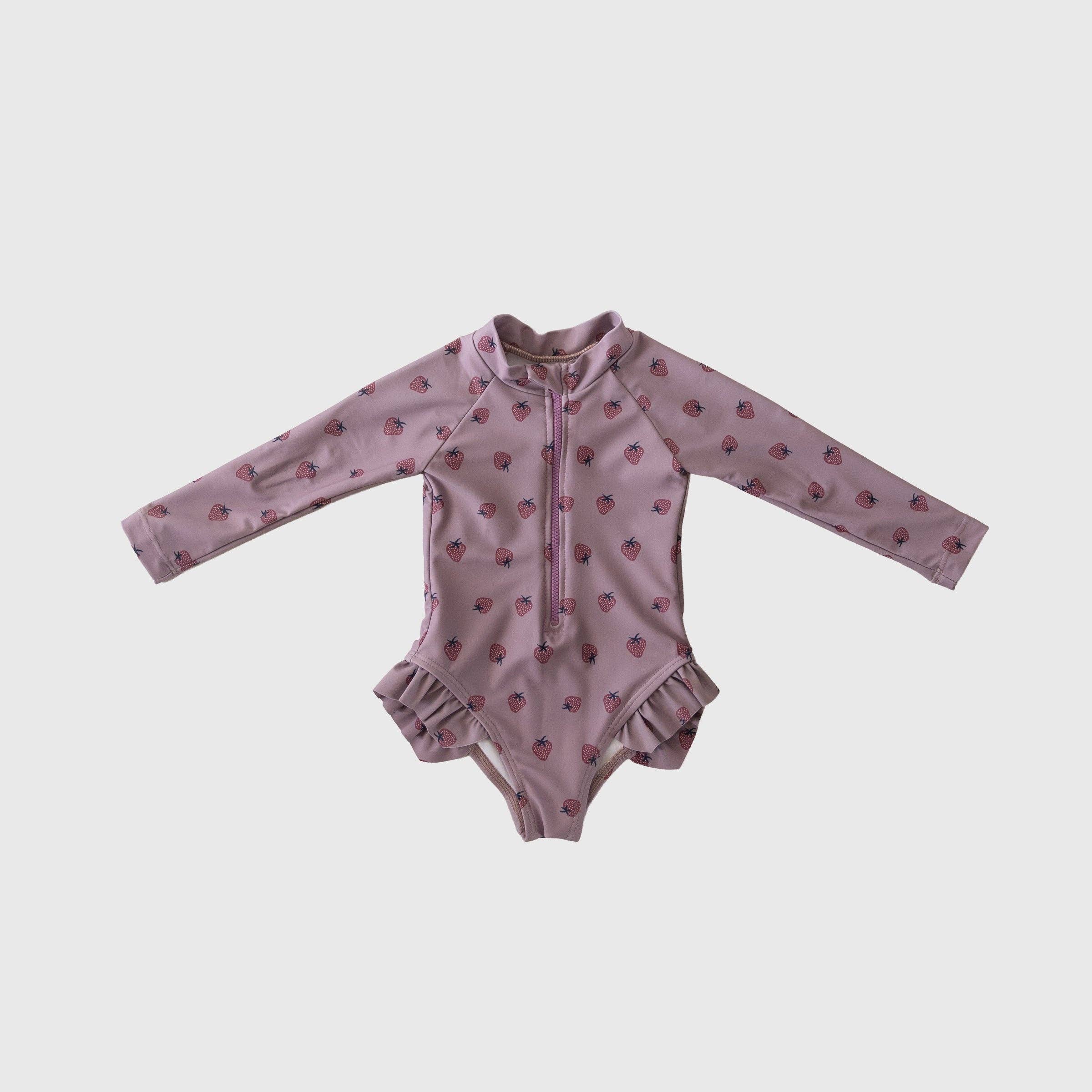 Girl's Long Sleeve Berry Swimsuit