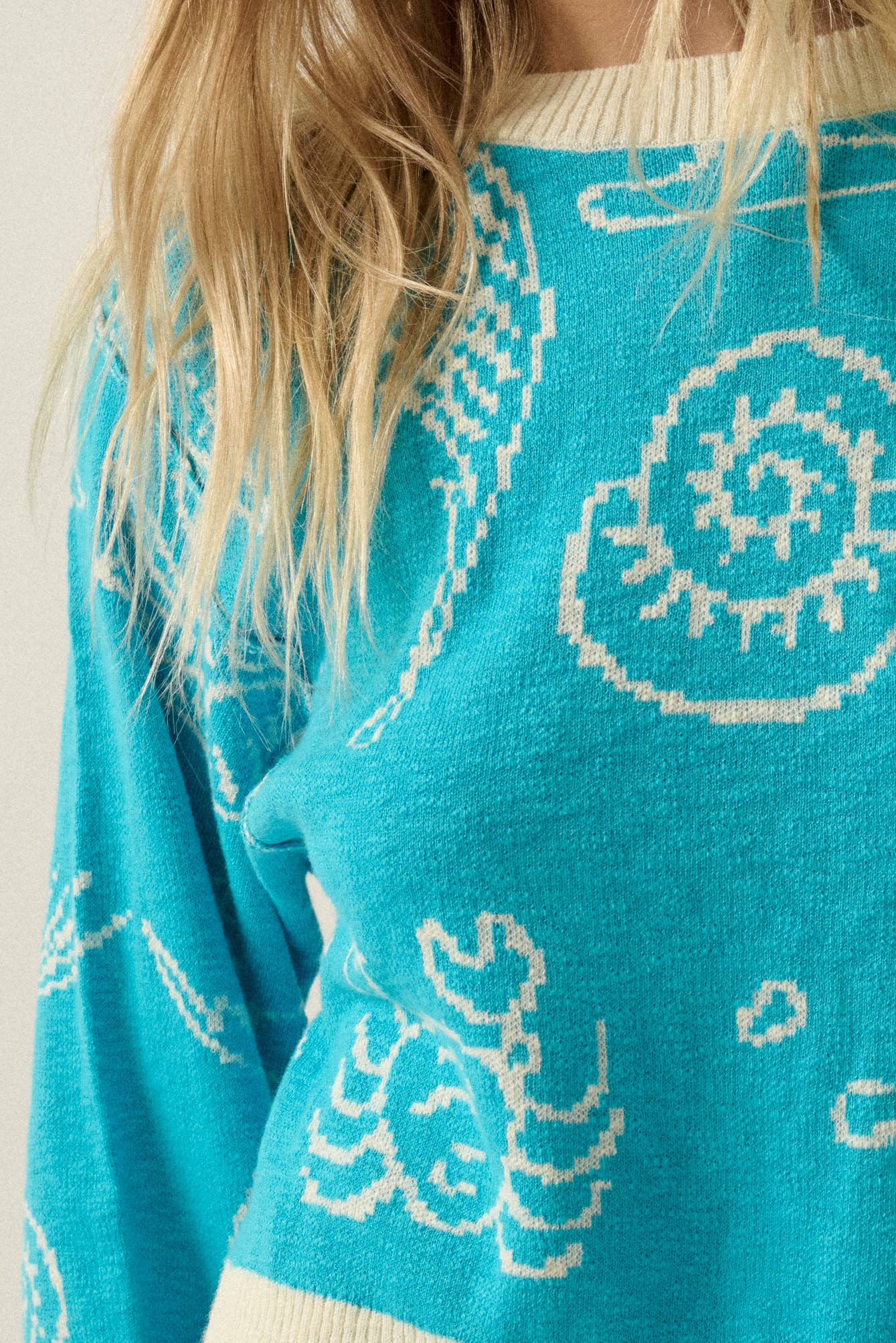 Jacquard Slub Knit Nautical Sweater
